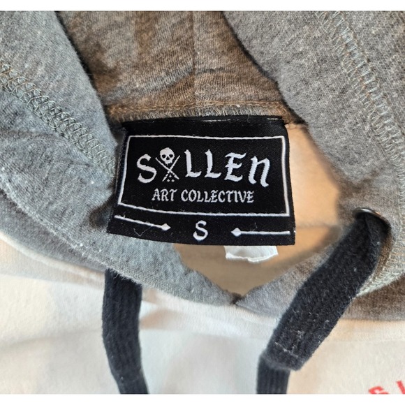 Sullen Art Collective Hoodie Mens S Ivory Native Roses Defend Love Sweatshirt - Picture 3 of 10